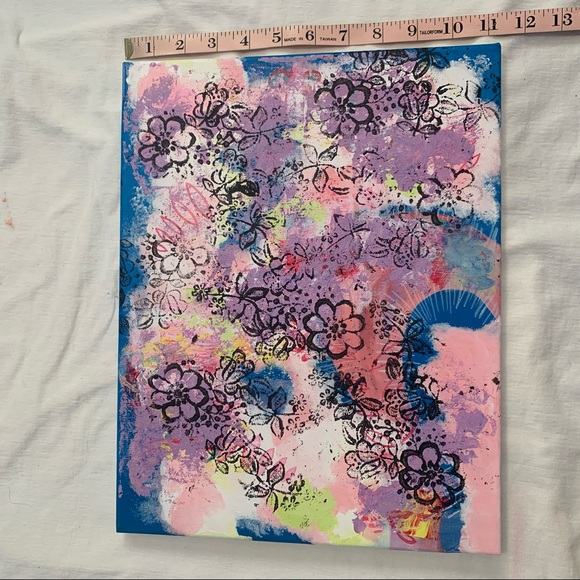 Abstract Floral Canvas Painting Original Acrylic - Picture 11 of 11